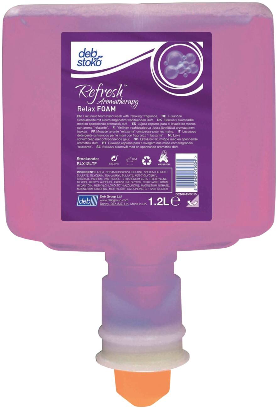 Recharge de savon mousse Deb Refresh Relax Parfumé 3 x 1,2 l