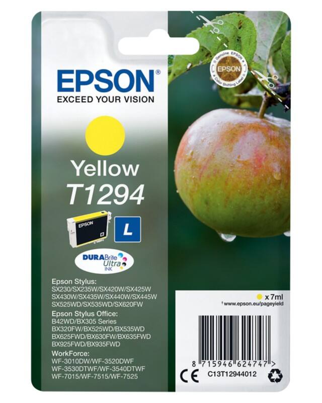 Cartouche jet d'encre Epson T1294 D'origine C13T12944012 Jaune