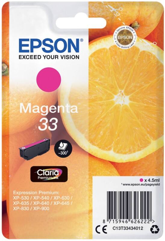 Cartouche jet d'encre Epson 33 D'origine C13T33434012 Magenta