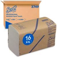 Essuie-mains Scott PROFESSIONAL Pliage en M Blanc 1 épaisseur 3749 16 Unités de 250 Feuilles