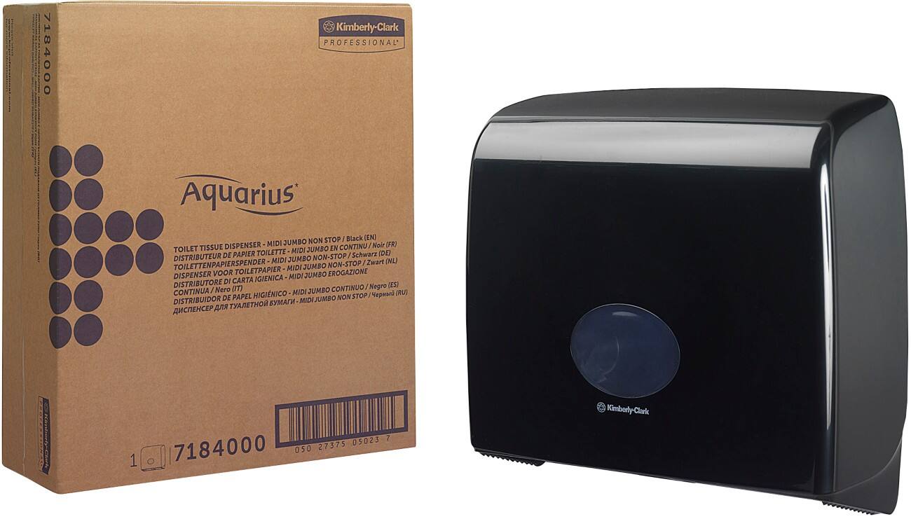 Distributeur de papier toilette AQUARIUS Jumbo Plastique Verrouillable Noir 44,6 x 12,9 x 38,2 cm