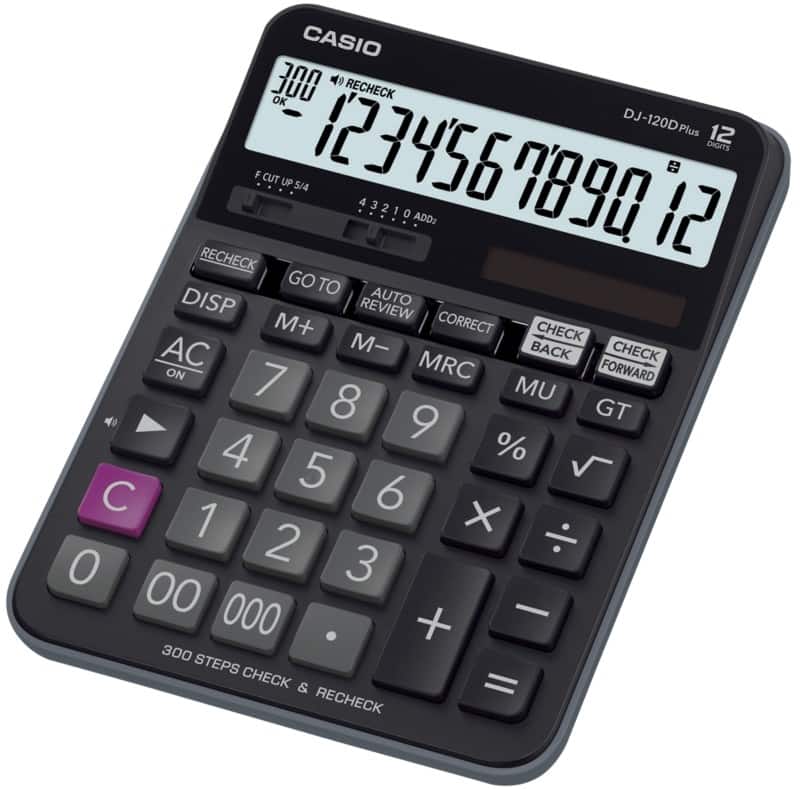 Calculatrice de bureau Casio 12 chiffres Noir Pile;Solaire DJ 120 D PLUS