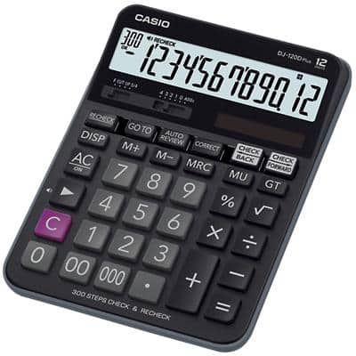 Calculatrice de bureau Casio 12 chiffres Noir Batterie, solare DJ 120 D PLUS